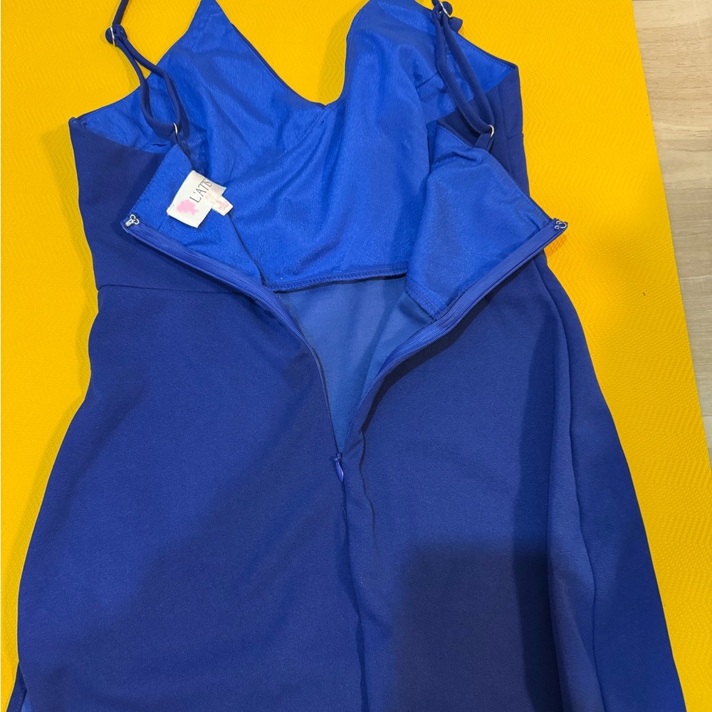 L'ATISTE Royal Blue High-Low Ruffle Dress - Picture 7 of 8